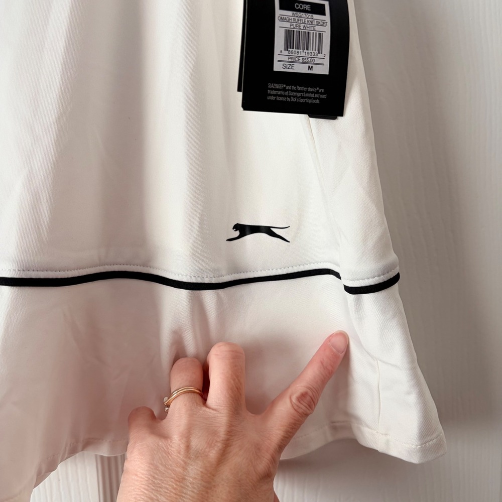 Slazenger Omagh Ruffle Knit Golf Skort Pure White Hydro-Dri WSG17015 Women's M - Picture 2 of 6